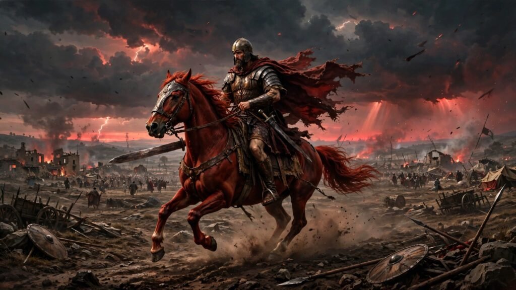 4 horsemen of the apocalypse, 4 horsemen in revelation, 4 horses and rider revelation, rider on red horse revelation